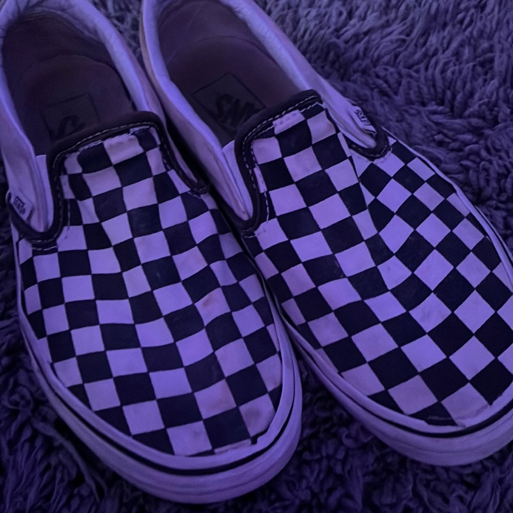 Vans checkerboard slip ons (womens size 6.5)worn